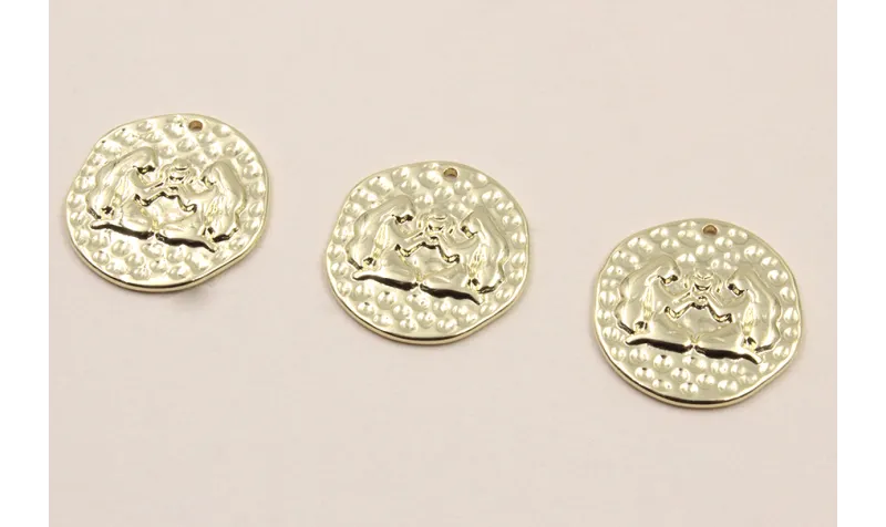 Medalla 16mm latón Dorado Horóscopo GEMINIS / Cuentas Metálicas de Latón / Zamak