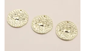 Medalla 16mm latón Dorado Horóscopo CANCER / Cuentas Metálicas de Latón / Zamak