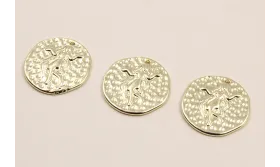 Medalla 16mm latón Dorado Horóscopo VIRGO / Cuentas Metálicas de Latón / Zamak