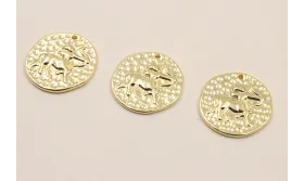 Medalla 16mm latón Dorado Horóscopo SAGITARIO / Cuentas Metálicas de Latón / Zamak