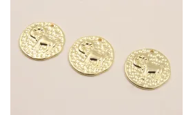 Medalla 16mm latón Dorado Horóscopo CAPRICORNIO / Cuentas Metálicas de Latón / Zamak