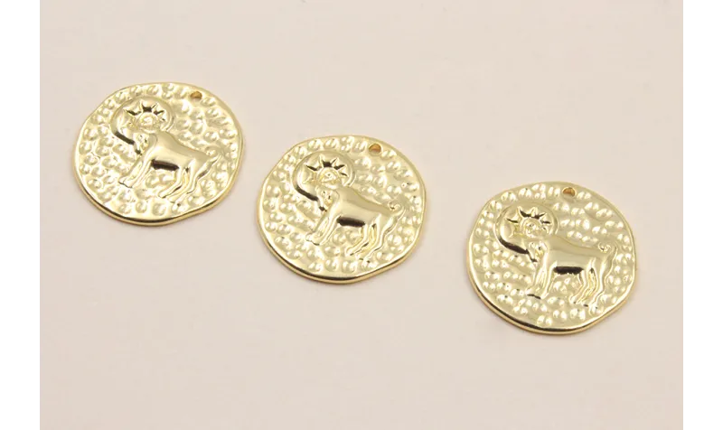 Medalla 16mm latón Dorado Horóscopo CAPRICORNIO / Cuentas Metálicas de Latón / Zamak