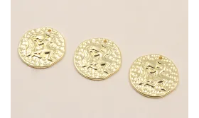 Medalla 16mm latón Dorado Horóscopo ACUARIO / Cuentas Metálicas de Latón / Zamak