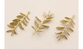 Colgante Rama con Hojas 40mm Dorado / Cuentas Metálicas de Latón / Zamak