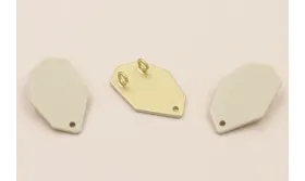 Cuenta Hexágono doble anilla trasera 20*13mm Beige / Cuentas Metálicas de Latón / Zamak