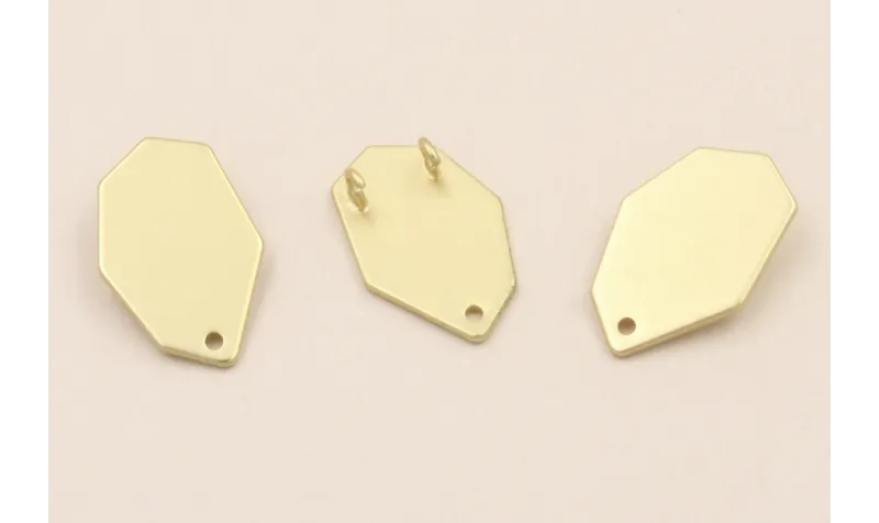 Cuenta Hexágono 2 anillas trasera 20*13mm O.Mate / Cuentas Metálicas de Latón / Zamak