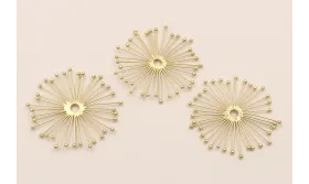 Pieza Sol destellleante de 40mm Dorado Mate / Cuentas Metálicas de Latón / Zamak