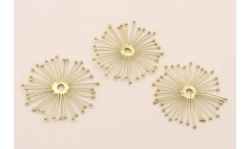 Pieza Sol destellleante de 40mm Dorado Mate