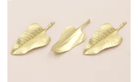 Cuenta Hoja 70*30mm anilla trasera Dorado Mate / Cuentas Metálicas de Latón / Zamak