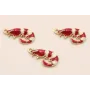 Colgante Gamba de Huelva 12*5mm Roja y Blanca / Cuentas Metálicas de Latón / Zamak