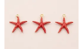 Colgante Estrella Mar 12mm diámetro Rojo / Cuentas Metálicas de Latón / Zamak