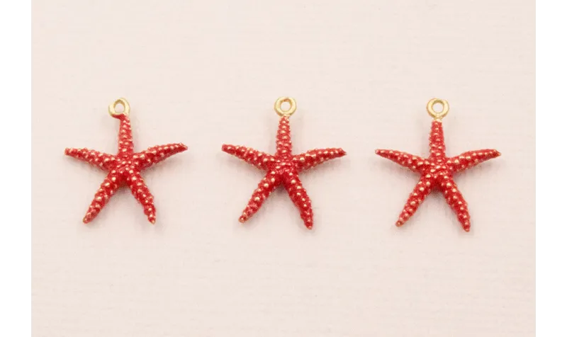 Colgante Estrella Mar 12mm diámetro Rojo