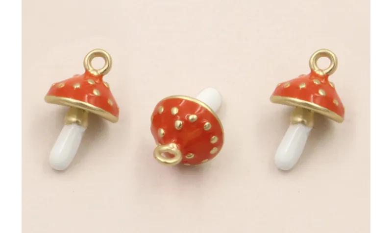 Colgante seta 12*6mm Blanca y Naranja / Cuentas Metálicas de Latón / Zamak