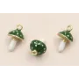 Colgante seta 12*6mm Blanca y Verde / Cuentas Metálicas de Latón / Zamak