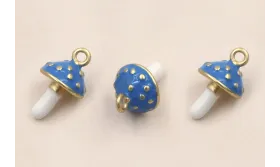 Colgante seta 12*6mm Blanca y Azul / Cuentas Metálicas de Latón / Zamak