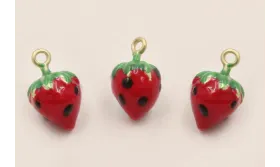 Colgante fresa 10*5mm Verde Y Rojo / Cuentas Metálicas de Latón / Zamak