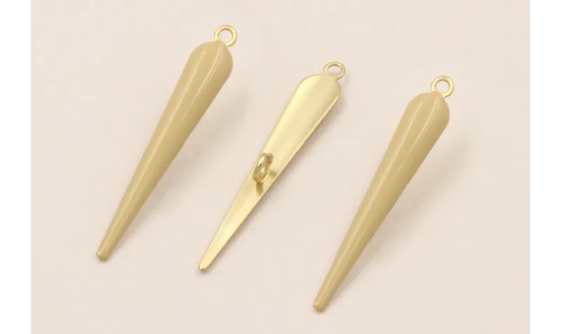 Colgante Cuña esmaltada 23*5mm Beige / Cuentas Metálicas de Latón / Zamak