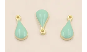 Pieza Acero Inox. Gota  9*4mm esmalte Turquesa / Cuentas Metálicas de Acero Inoxidable
