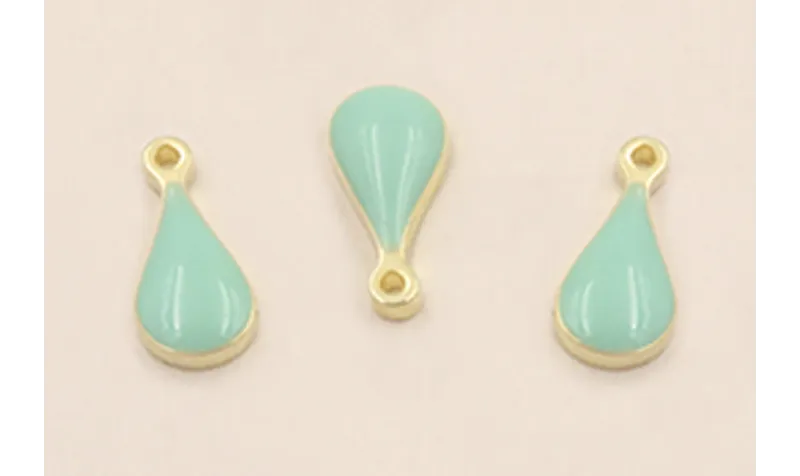 Pieza Acero Inox. Gota  9*4mm esmalte Turquesa