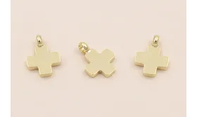 Colgante Acero Inox.Cruz 10*8*1mm Oro / Cuentas Metálicas de Acero Inoxidable