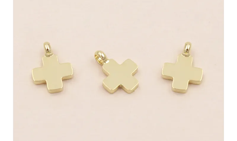 Colgante Acero Inox.Cruz 10*8*1mm Oro / Cuentas Metálicas de Acero Inoxidable