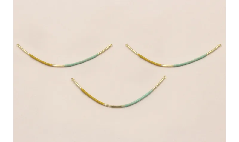 CuentaAcero Inox Arco 55mm Oro Turquesa Mostaza / Cuentas Metálicas de Acero Inoxidable