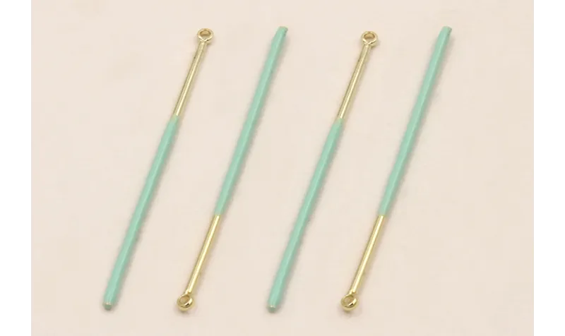 Colgante Acero Inox. Listón de 38mm Oro y Turquesa / Cuentas Metálicas de Acero Inoxidable