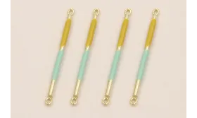 Colgante Acero Listón 23mm Oro Turquesa Mostaza / Cuentas Metálicas de Acero Inoxidable