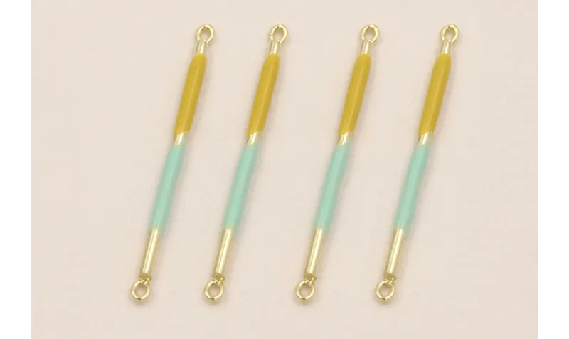 Colgante Acero Listón 23mm Oro Turquesa Mostaza / Cuentas Metálicas de Acero Inoxidable