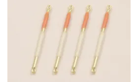 Colgante Acero Inox. Listón 23mm Oro Salmón Beige / Cuentas Metálicas de Acero Inoxidable