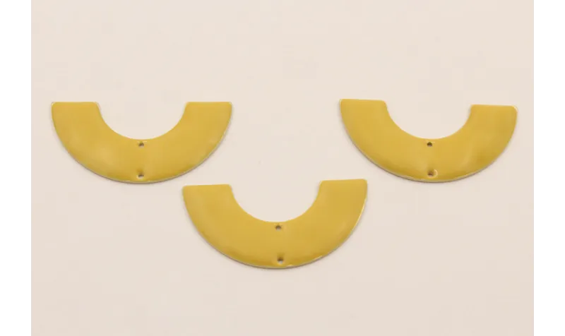 Pieza Medio Aro de 32mm diametro Esmalte Amarillo / Cuentas Metálicas de Latón / Zamak