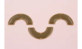 Pieza Medio Aro de 32mm diametro Esmalte Gris / Cuentas Metálicas de Latón / Zamak