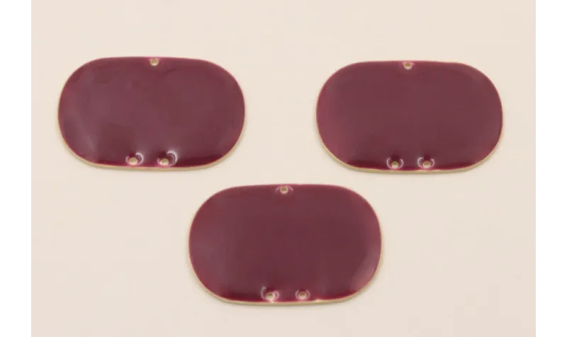 Cuenta Ovalada de 30*20mm esmalte Burdeos / Cuentas Metálicas de Latón / Zamak
