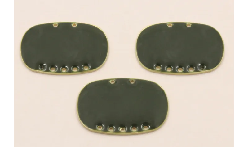 Cuenta Ovalada 25*18mm 5 + 2 agujeros verde / Cuentas Metálicas de Latón / Zamak