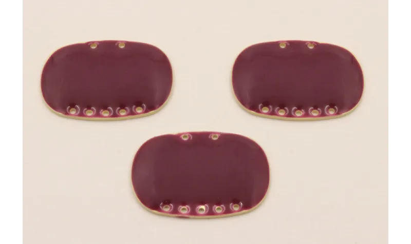 Cuenta Ovalada 25*18mm 5 + 2 agujeros Burdeos / Cuentas Metálicas de Latón / Zamak