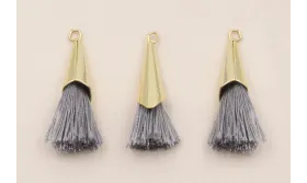 Casquilla metálica Oro con fleco Gris 20+20mm / Cuentas Metálicas de Latón / Zamak