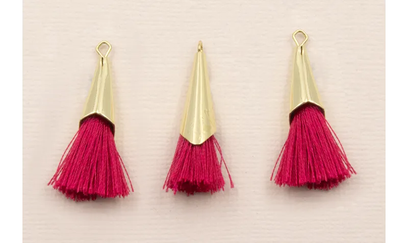 Casquilla metálica Oro con fleco Rosa 20+20mm / Cuentas Metálicas de Latón / Zamak