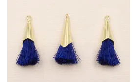 Casquilla metálica Oro con fleco Blue 20+20mm / Cuentas Metálicas de Latón / Zamak