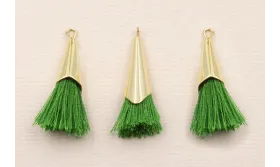 Casquilla metálicaOro  con fleco Green 20+20mm / Cuentas Metálicas de Latón / Zamak