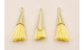 Casquilla metálica Oro con fleco Amarillo 20+20mm / Cuentas Metálicas de Latón / Zamak