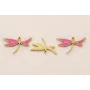 Cuenta Libélula 17*11mm Acero Inox.  Fuxia y Oro / Cuentas Metálicas de Acero Inoxidable