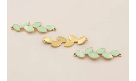 Entrepieza Pétalos 35*800 Acero Inox. Oro Turquesa / Cuentas Metálicas de Acero Inoxidable