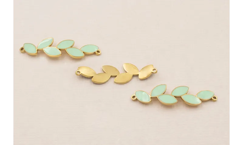 Entrepieza Pétalos 35*800 Acero Inox. Oro Turquesa / Cuentas Metálicas de Acero Inoxidable