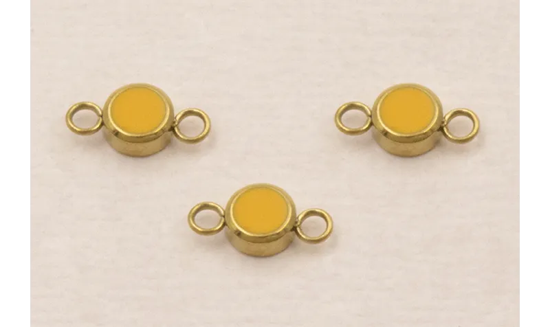 Entrepieza Acero Inox. Disco de 4mm Oro y Mostaza / Cuentas Metálicas de Acero Inoxidable