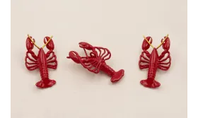 Cuenta Cangrejo 30*15*5mm Rojo bigotes Dorados / Cuentas Metálicas de Latón / Zamak