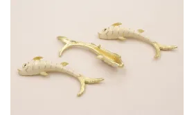 Cuenta Pez 80*15mm Dorado Mate Esmalte Crema / Cuentas Metálicas de Latón / Zamak