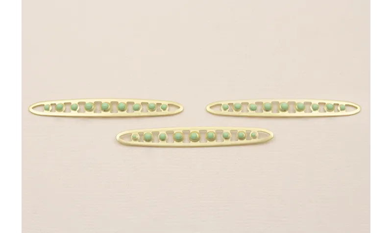 Pieza Vaina Guisantes 52*7 Dorado Mate y Turquesa / Cuentas Metálicas de Latón / Zamak