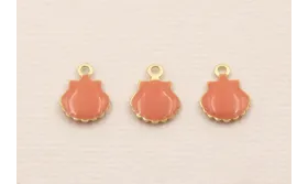 Colgante concha 10*8 Dodado Mate esmaltada Rosa / Cuentas Metálicas de Latón / Zamak