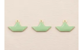 Colgante Barco 15*9mm Dorado Mate esmalte Turquesa / Cuentas Metálicas de Latón / Zamak