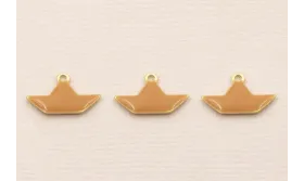 Colgante Barco 15*9mm Dorado Mate esmalte Mostaza / Cuentas Metálicas de Latón / Zamak